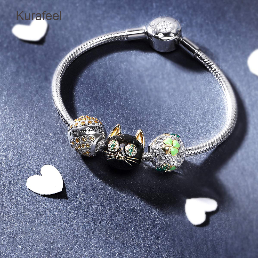 Women 925 Sterling Silver Zircon Bead Jewelry Beads Bracelet